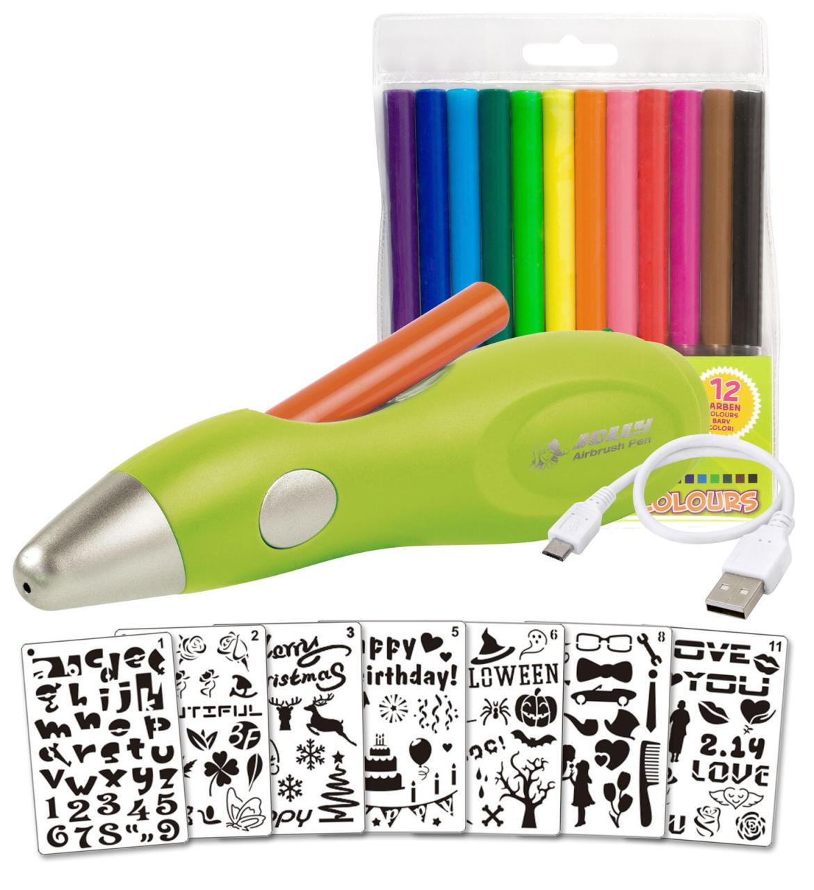 JOLLY Kinder-Airbrush Set 21tlg 21-teilig farbsortiert von JOLLY