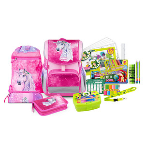 JOLLY Schulranzen-Set ERGONOMIC FLEXI Kunstfaser pink von JOLLY