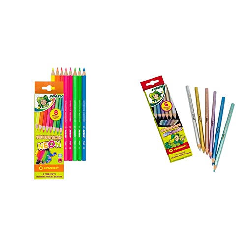 JOLLY Superstick Neon Buntstifte Farbstifte | Kinderfest und Bruchsicher | Ungiftig | extra dicke Mine | 8 Stifte im Kartonetui Metallic Farbstifte | 6 Metallicstifte mit bruchsichere Mine JOLLY Superstick Neon Buntstifte Farbstifte | Kinderfest und Bruchsicher | Ungiftig | extra dicke Mine | 8 Stifte im Kartonetui Metallic Farbstifte | 6 Metallicstifte mit bruchsichere Mine von JOLLY