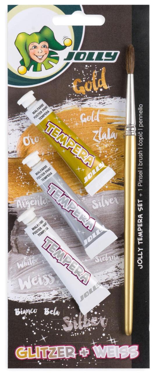 JOLLY Temperafarben gold, silber, weiß 3x 7,5 ml von JOLLY