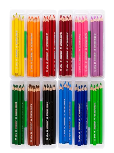 JOLLY X-Big-Delta Kindergartenkoffer, dreikant Farbstifte, 96 Bunstifte in 12 Farben, in praktischer Helkelbox mit Deckel, herausnehmbare Stiftfächer, bruchsichere und kinderfeste Farbstifte von JOLLY