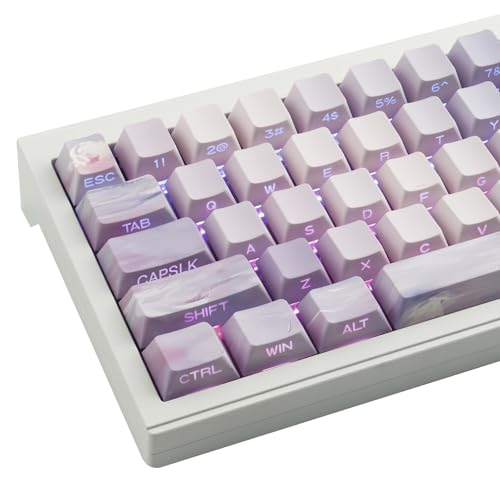 PBT-Tastenkappen, 129 Tasten, Farbstoff-Sublimation, Kirschprofil-Tastenkappen, seitlich graviert, transparentes Tastenkappen-Set für Cherry MX-Schalter, ASIN/ISO-Layout, mechanische Tastaturen von JOMKIZ