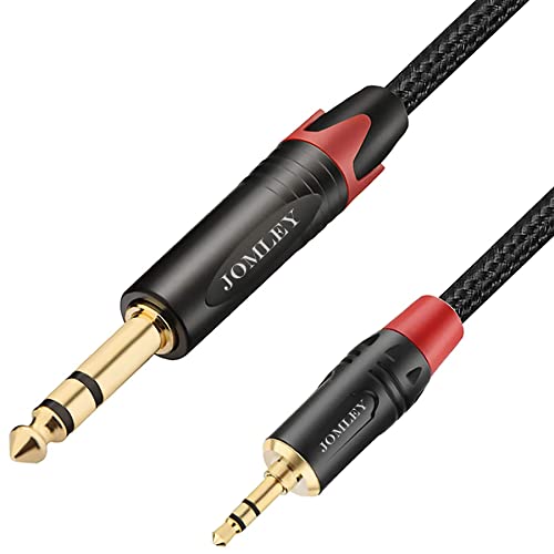 JOMLEY 3,5mm Klinke auf 6,35mm Klinke Kabel, Nylon Geflochten 6,35mm Klinkenstecker auf 3,5mm Aux Audio Stereo Kabel Stereo Kompatibel mit Laptop, Heimkino Gitarre Lautsprecher - 1m von JOMLEY