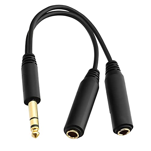 JOMLEY 6,35mm Splitter Kabel, 6,35mm (1/4 Zoll) Stereo Stecker Männlich auf Doppelt 6,35mm (1/4 Zoll) Klinke Weiblich Y Splitter Audio Kabel, 8 Zoll/20cm von JOMLEY