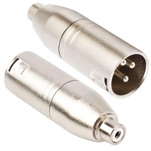 JOMLEY XLR Stecker auf Cinch Buchse Kabeladapter, 3-Polig XLR auf Cinch Konverter Stecker Adapter für Mikrofonanschlüsse Audio Elektronik etc - 2 Packungen von JOMLEY