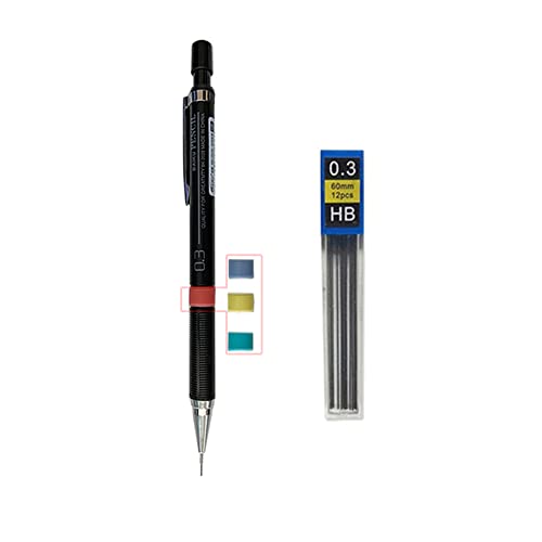 0.3/0.5/0.7/0.9mm Bleistift mit Bleistangen Set Kunststoff Mechanischer Bleistift für Schule Schreiben Kunst Zeichnung Zubehör Kawaii Schreibwaren (0,3mm+Bleikern) von JOMPENS