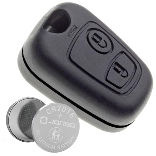 Autoschlüssels, Funkschlüsselgehäuse Schutzhülle von Fernbedienung ohne Klinge für Citroen C1, C2, C3 und Peugeot 107 mit Batterie Maxell CR2016 von JONGO