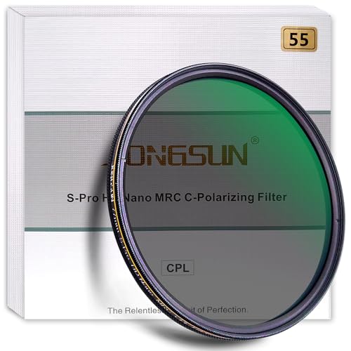 JONGSUN Polfilter 55mm, Zirkularer Polarisationsfilter, S-Pro HD Nano MRC16, 16-lagiger Mehrlagenbeschichtung, Optisches Glas NITTO AGC, CPL Filter von JONGSUN