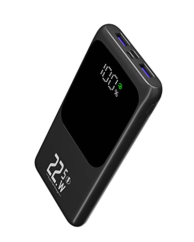 Tragbares Ladegerät 10000mAh-20000 mAh, 22,5W PD & QC 4.0 Powerbank mit Schnellladung, 3 Ausgänge, 2 Eingänge, Externer Akkupack, Kompatibel mit iPhone, Samsung und Tablets (Black, 10000mAh) von JONKUU