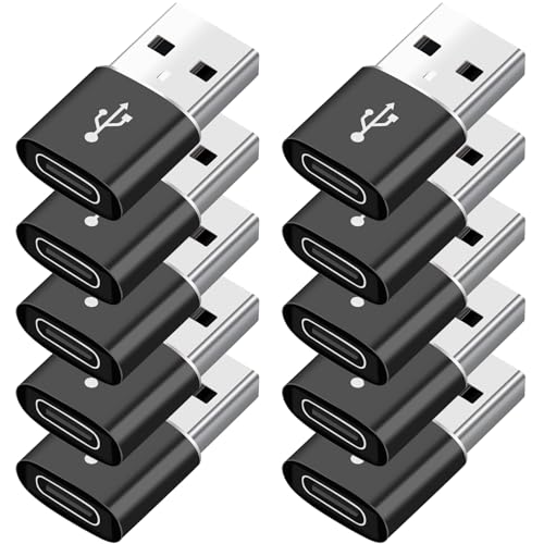 JONMON Typ-C-Buchse auf USB-Stecker, OTG-Adapter, Ladekonverter für iPhone 16, 15 Pro Max, iPad und Airpods 4, Apple Watch 10/iWatch (schwarz), 10 Stück von JONMON
