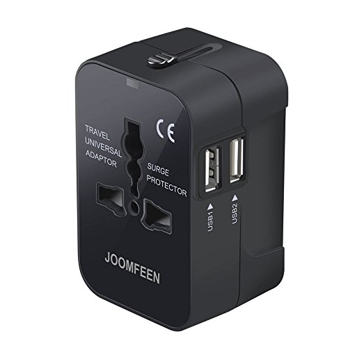 JOOMFEEN Reiseadapter Reisestecker Weltweit für 224+ Länder Universal Travel Adapter mit 2 USB Steckdosenadapter Internationale Reiseadapter Steckdose Black von JOOMFEEN