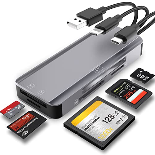 5-in-1-Multispeicherkartenleser, SD/TF/CF/MS/M2/Micro SD-Kartenleser für iPhone/iPad USB-C- und USB-A-Geräte, Keine Anwendung erforderlich, Plug and Play von JOOPSHEE