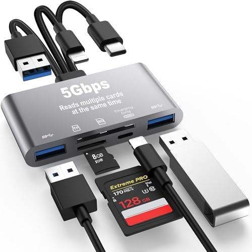 5-in-1-SD-Kartenleser,High-Speed-USB-3.0-Adapter für Telefon/Pad USB C- und USB A-Geräte mit Micro-SD- und SD-Kartensteckplätzen, unterstützt SD/Micro SD/SDHC/SDXC/MMC von JOOPSHEE