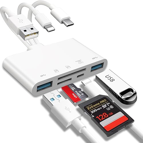 5-in-1 Speicherkartenleser, USB OTG Adapter & SD Kartenleser für iPhone/iPad, USB C und USB A Geräte mit Micro SD & SD Kartensteckplätzen, unterstützt SDHC/SDXC/MMC von JOOPSHEE