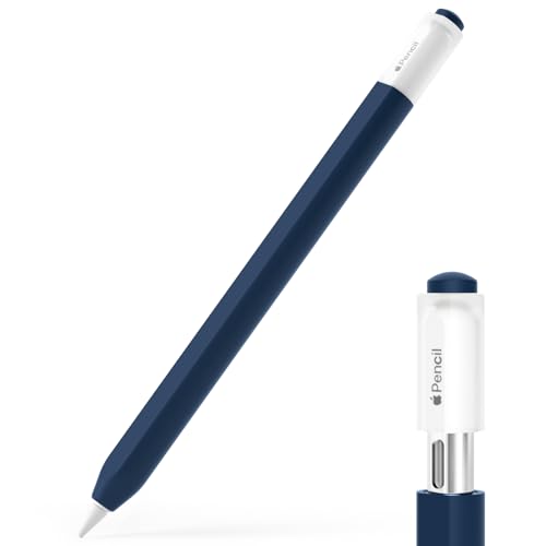 JOOSKO Federmäppchen für Apple Pencil (USB-C), Silikon Schutzhülle Cover Sleeve, unterstützt magnetische Befestigung (Navy Blau) von JOOSKO
