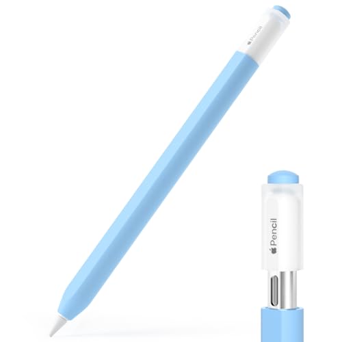 JOOSKO Federmäppchen für Apple Pencil (USB-C), Silikon Schutzhülle Cover Sleeve, unterstützt magnetische Befestigung (Himmelblau) von JOOSKO