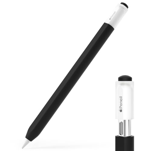 JOOSKO Federmäppchen für Apple Pencil (USB-C), Silikon Schutzhülle Hülle, unterstützt magnetische Befestigung (Schwarz) von JOOSKO