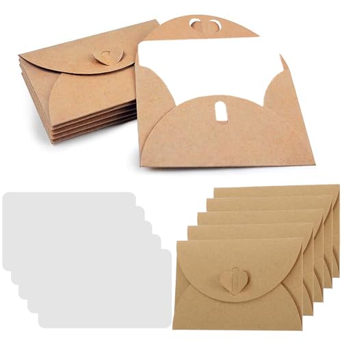 Kraftpapier Umschläge 30 Stück Mini Briefumschläge mit 30 Stück Karten Set, Vintage Kraftpapier Umschläge Blanko Kärtchen Kleine Briefumschläge mit Herz Verschluss für Geschenkkarten DIY Dankeskarten Kraftpapier Umschläge 30 Stück Mini Briefumschläge mit 30 Stück Karten Set, Vintage Kraftpapier Umschläge Blanko Kärtchen Kleine Briefumschläge mit Herz Verschluss für Geschenkkarten DIY Dankeskarten von JOOTUEPO
