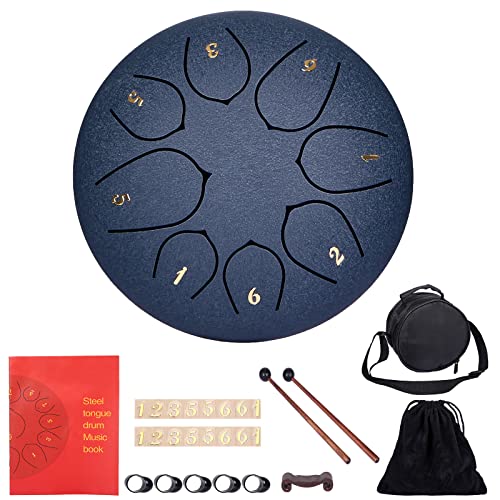 Steel Tongue Drum 6" Stahlzungen 8 Töne Zungentrommel Pan Drum Percussion Steel Instrument Handpan Steel mit Schlägeln,Tragetasche,Fingerschutz Handpfannentrommel für Meditation Yoga Klangheilung von JOSPL