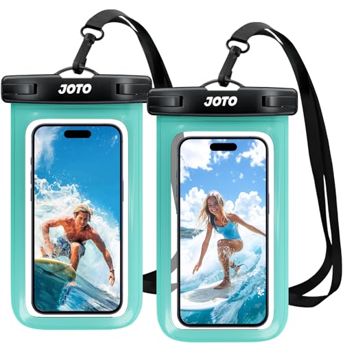 JOTO 2 Stück wasserdichte Handyhülle IPX8 Unterwasser Wasserfest Handytasche für iPhone 16 15 14 13 12 11 Pro Max Plus Galaxy S24 S23 A15 Xiaomi bis 7 Zoll Phone Case -Grün von JOTO