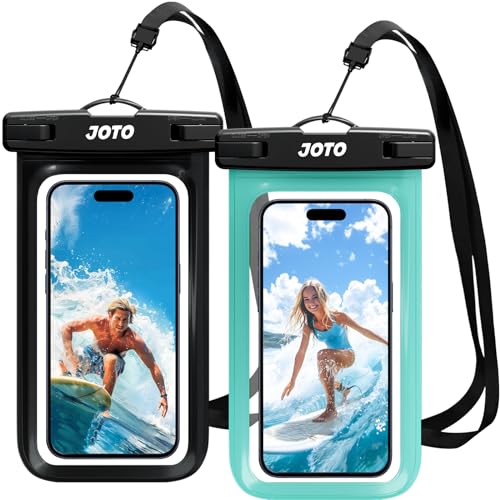 JOTO 2 Stück Wasserdicht Handyhülle Waterproof Phone Case IPX8 Unterwasser Wasserdicht Handytasche für iPhone 15 14 13 12 11Pro Max Plus Galaxy S23 S22 bis 7 Zoll -Schwarz/Grün von JOTO