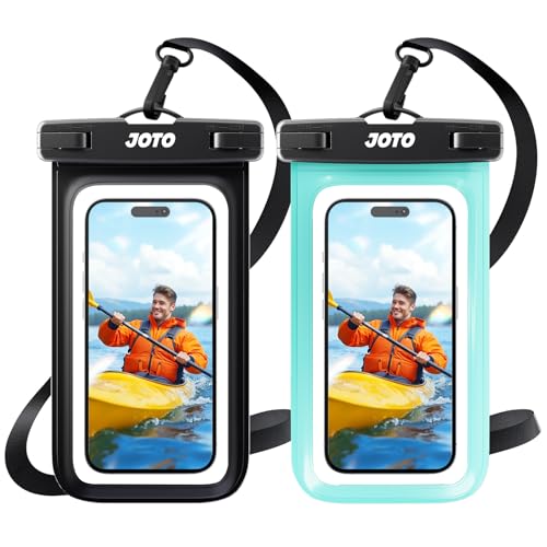 JOTO 2 Stück wasserdichte Handyhülle IPX8 Unterwasser Wasserfest Handytasche für iPhone 16 15 14 13 12 11 Pro Max Plus Galaxy S24 S23 A15 Xiaomi bis 7 Zoll Phone Case -Schwarz/Grün von JOTO