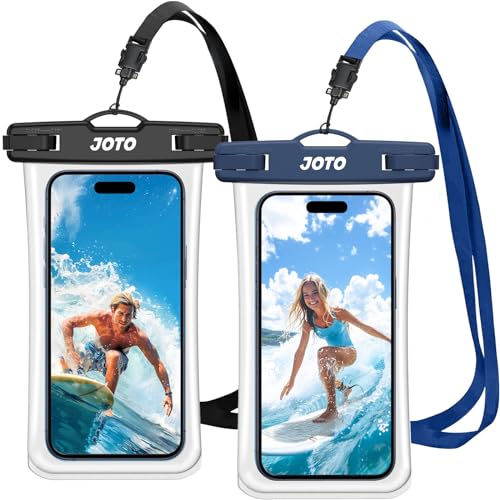 JOTO 2 Stück Wasserdicht Handyhülle Waterproof Phone Case IPX8 Unterwasser Wasserdicht Handytasche für iPhone 15 14 13 12 11Pro Max Plus Galaxy S23 S22 bis 7 Zoll -Schwarz/Navy von JOTO