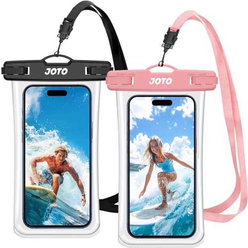 JOTO 2 Stück Wasserdicht Handyhülle Waterproof Phone Case IPX8 Unterwasser Wasserdicht Handytasche für iPhone 15 14 13 12 11Pro Max Plus Galaxy S23 S22 bis 7 Zoll -Schwarz/Rosa von JOTO