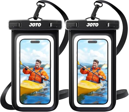 JOTO 2 Stück wasserdichte Handyhülle IPX8 Unterwasser Wasserfest Handytasche für iPhone 16 15 14 13 12 11 Pro Max Plus Galaxy S24 S23 A15 Xiaomi bis 7 Zoll Phone Case -Schwarz von JOTO