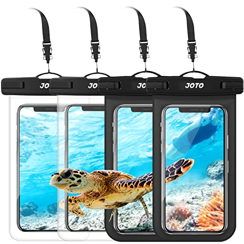 JOTO 4 Stück Wasserdicht Handyhülle, Waterproof Phone Case Unterwasser Hülle Handytasche für Handy bis 6.9" iPhone 14 13 12 11 Pro Max/Galaxy S22 S21 A13 A53 und Weiteren Smartphones -KlarSchwarz von JOTO