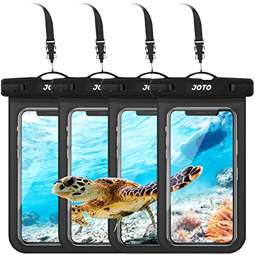 JOTO 4 Stück Wasserdicht Handyhülle, Waterproof Phone Case Unterwasser Hülle Handytasche für Handy bis 6.9" iPhone 14 13 12 11 Pro Max/Galaxy S22 S21 A13 A53 und Weiteren Smartphones -Schwarz von JOTO