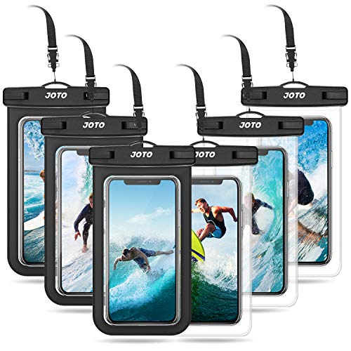 JOTO 6 Stück Wasserdicht Handyhülle, Waterproof Phone Case Unterwasser Handytasche für Handy bis 6.9" iPhone 14 13 12 11 Pro Max/Galaxy S22 S21 A13 A53 und Weiteren Smartphones -KlarSchwarz von JOTO