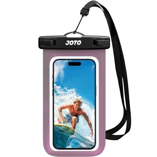 JOTO Wasserdicht Handyhülle,Unterwasser Hülle IPX8 Waterproof Handytasche für 6.9" iPhone 15 14 13 12 11 Pro Max/Samsung Galaxy S23 Ultra S22 A54 und Weiteren bis 7 Zoll -Clearpurple von JOTO