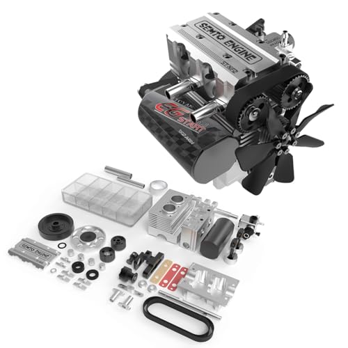 JOTPOR Semto Engine ST-NF2 7.0cc DIY Assembly Internal Combustion Engine Model Kit for Adults 16+, Inline-Doppelzylinder-4-Takt-luftgekühlter Nitro-Motor (Silber) von JOTPOR