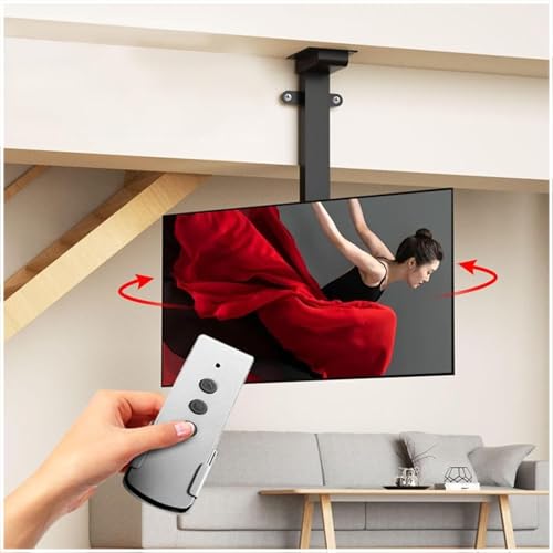 JOUFNING Motorisierte Decken-TV-Halterung, Elektrischer TV-Lift Mit Bandfernbedienung Und 360°-Drehung Nach Links Und Rechts, Für 32-70-Zoll-Fernseher(1300-2300mm) von JOUFNING