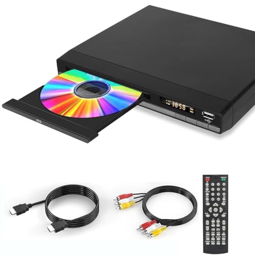 2024 Kompakt HD DVD-Player für Fernseher mit HDMI, Multiregionenfreie DVD-Player zum Abspielen mit Fernbedienung, 1080p HD DVD-Player, CD-Player für zu Hause mit USB-Eingang von JOVELL
