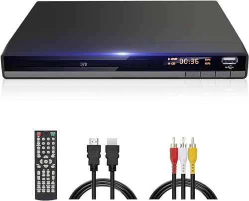 DVD-168 Kompakt HD DVD Player für TV HDMI AV Ausgang mit Kabel Enthalten, 1080P DVD-CD-Player mit USB Eingang, Alle Regionen Frei, Fehler Korrektur, Integriertes PAL NTSC-System von JOVELL