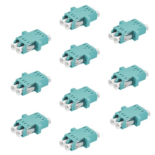 JOVXIAZ LC-Glasfaser-Adapter, Rechenzentrum, OM3, Netzwerksysteme, LC auf LC UPC Duplex-Multimode-Koppler, Aqua, 10 Stück von JOVXIAZ