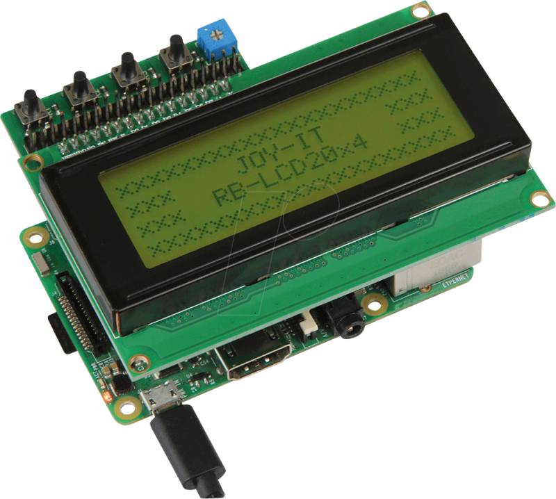 RPI LCD20X4 4BYL - Raspberry Pi - Display LCD, 20x4, gelb + 4 Buttons, HD44780 von JOY-IT