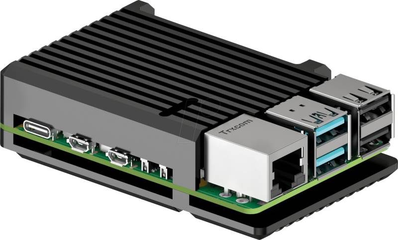 RPI5 CASE ALU03 - Gehäuse für Raspberry Pi 5, Alu, schwarz, int. Kühlkörper von JOY-IT