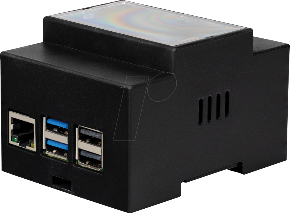 RPI5 CASE DIN2 - Gehäuse für Raspberry Pi 5, Hutschiene, schwarz/trans. von JOY-IT
