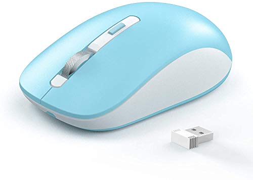 JOYACCESS Kabellose Bluetooth-Maus, Triple Mode Maus ohne Kabel für Laptop(BT 5.0/3.0+2.4Ghz), Gelten leise Computer Mini Mäuse für Mac OS, PC, MacBook, Android, Windows - blau von JOYACCESS