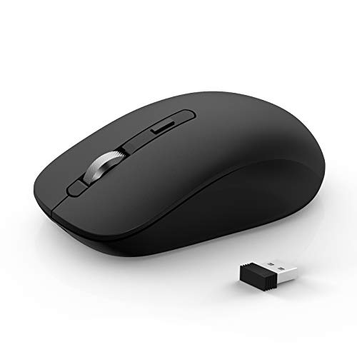 Kabellose Bluetooth-Maus Joyaccess, Triple Mode Maus ohne Kabel für Laptop(BT 5.0/3.0+2.4Ghz), leise Computer Mini Mäuse für Mac OS, PC, MacBook, Android, Windows - schwarz von JOYACCESS