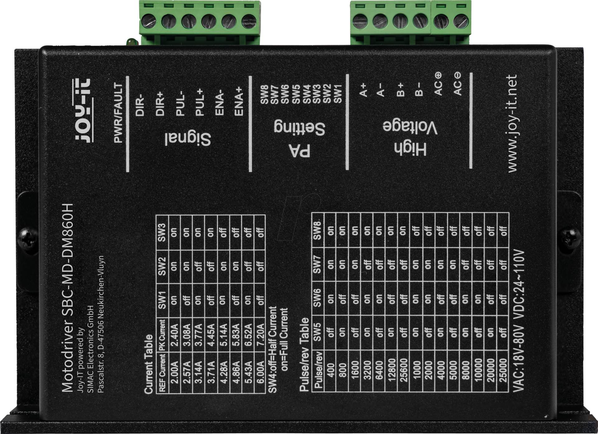 JOY-IT DM860H - Schrittmotortreiber , 24 - 110 VDC, 7,2 A JOY-IT DM860H - Schrittmotortreiber , 24 - 110 VDC, 7,2 A von JOYIN