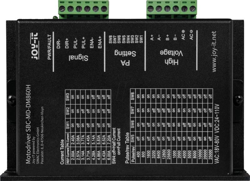 JOY-IT DM860H - Schrittmotortreiber , 24 - 110 VDC, 7,2 A von JOYIN