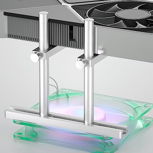 Grafikkarten-GPU-Halterung: Verstellbare Aluminium-GPU-Halterung, Grafikkarten-Halterung für Grafikkarten, GPU-Ständer, Grafikkarten-Unterstützung mit Dual-Ständer (Silber, 128 mm) von JOYJOM