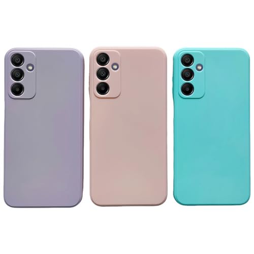 JOYKOL 3X Hülle Kompatibel mit Samsung Galaxy A15 4G/5G, Weiche Dünne TPU Handyhülle, Helle Süßigkeit Farbige Hülle - Rosa + Lila + Cyan von JOYKOL