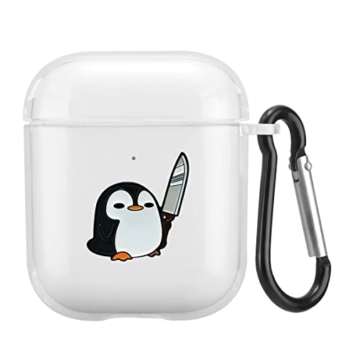 Cooler Pinguin entworfen für Airpods der 1. und 2. Generation, stoßfeste Schutzhülle, transparent, weich, TPU, mit Schlüsselanhänger, Tiermuster für Frauen und Mädchen von JOYLAND