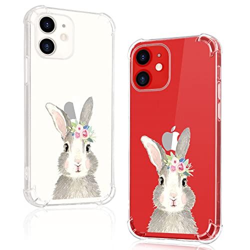 JOYLAND Cartoon Niedliche Hülle für iPhone 14 Pro Hülle Hase Kaninchen Klar Flexibel Stabile Hülle Verstärkte Ecke Bumper Transparent Abdeckung Anti-Kratzer Vollabdeckung Shell für iPhone 14 Pro von JOYLAND