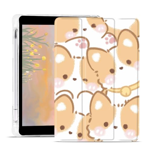 JOYLAND Cute Corgi Pad Case for 10.2 Inch iPad 9th/7th/8th Generation, Clear TPU Smart Stand Back Cover with Pencil Holder, Auto Wake/Sleep Foldable Shockproof Protective iPad 2021/2020/2019 Case von JOYLAND